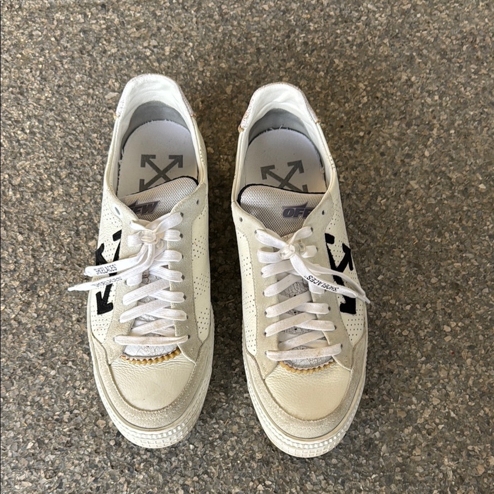 Off-White Cream and Black Men's Sneakers
